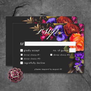 Elegant Melancholisch Lebendig Herbst Blumen Dinne RSVP Karte
