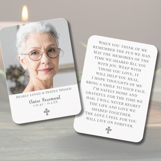 Elegant Memorial Photo Cross Prayer Card Visitenkarte (Elegant Memorial Photo Cross Prayer Card
)