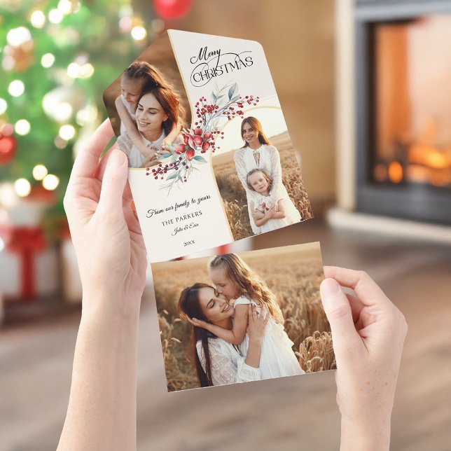 Elegant Mercury Floral Gold Arch 2-Foto All In One Einladung (Von Creator hochgeladen)