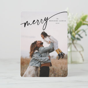 Elegant Merry Black Typographic Script Feiertagskarte
