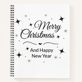Elegant Merry Christmas and Happy New Year Notizbuch