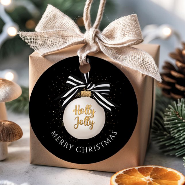 Elegant Merry Christmas Bauble Black Geschenkanhänger (Elegant Merry Christmas Bauble Black Favor Tags)