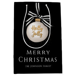 Elegant Merry Christmas Bauble Black Mittlere Geschenktüte