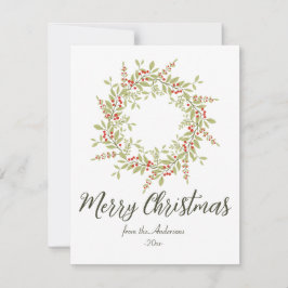 Elegant Merry Christmas Botanische Grüne Feiertagskarte