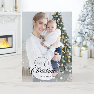 Elegant Merry Christmas Calligraphy 1-Foto Feiertagskarte