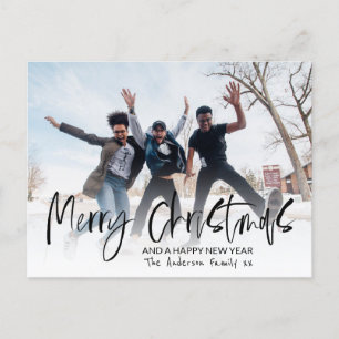 Elegant Merry Christmas Calligraphy Foto Holiday Postkarte
