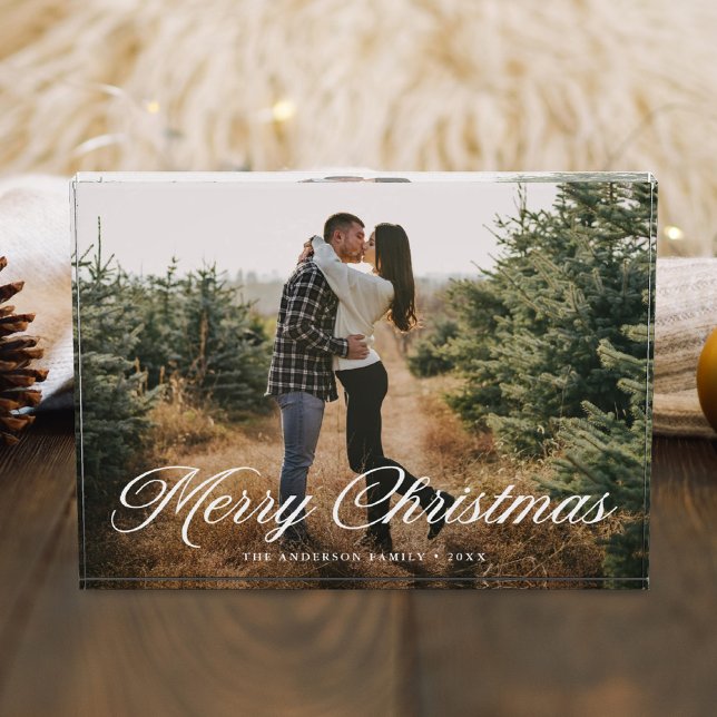 Elegant Merry Christmas Calligraphy Script Fotoblock (Von Creator hochgeladen)