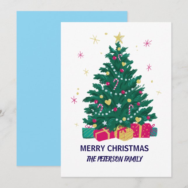 Elegant Merry Christmas Card Feiertagskarte (Vorne/Hinten)