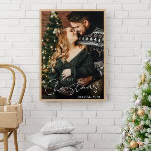 Elegant Merry Christmas Couple Foto Keepake Poster