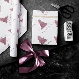 Elegant Merry Christmas   Dusty Mauve Pink Tree Geschenkpapier