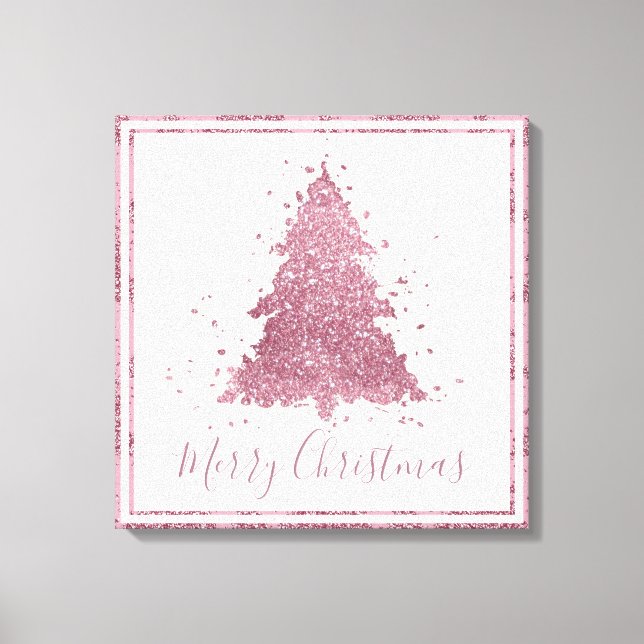 Elegant Merry Christmas | Dusty Mauve Pink Tree Leinwanddruck (Vorderseite)