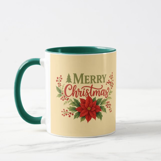 Elegant Merry Christmas Floral Coffee Mug| Holiday Tasse (Links)