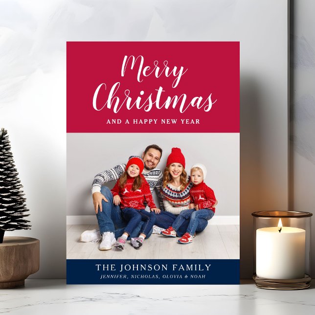 Elegant Merry Christmas Foto Feiertagskarte (Elegant Merry Christmas Photo Holiday Card)