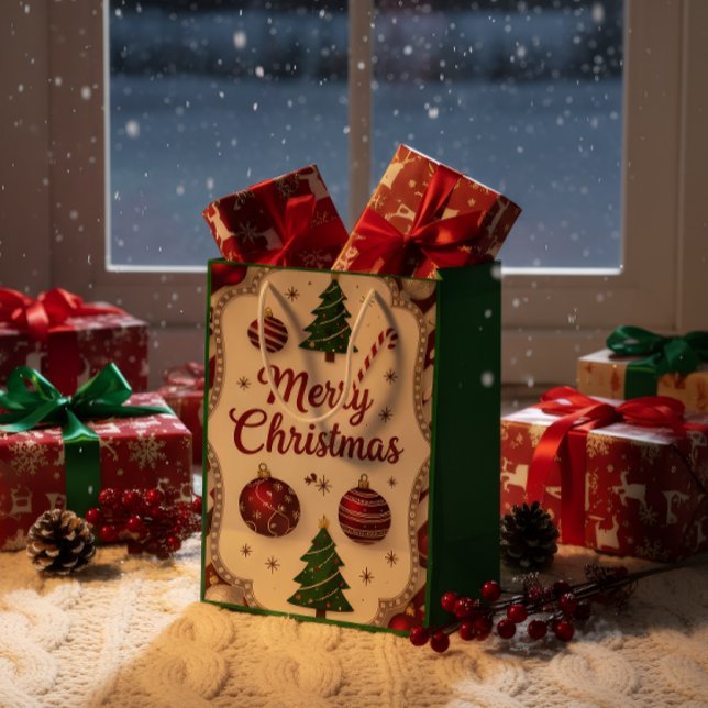 Elegant Merry Christmas Gift Bag Mittlere Geschenktüte (Von Creator hochgeladen)