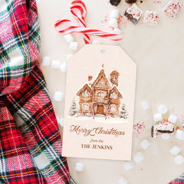 Elegant Merry Christmas Gingerbread House Geschenkanhänger