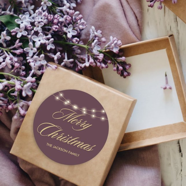 Elegant Merry Christmas Gold Handgeschriebenes Skr Runder Aufkleber (Von Creator hochgeladen)