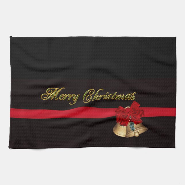 Elegant Merry Christmas Handtuch (Horizontal)