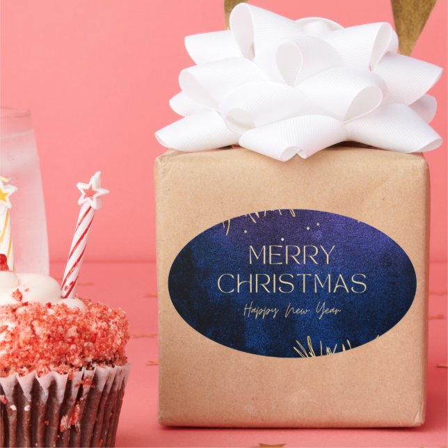 Elegant Merry Christmas & Happy New Year Sticker (Party)