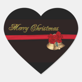 Elegant Merry Christmas Herz-Aufkleber
