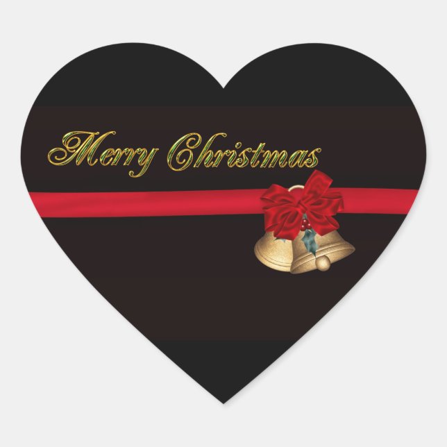 Elegant Merry Christmas Herz-Aufkleber (Vorderseite)