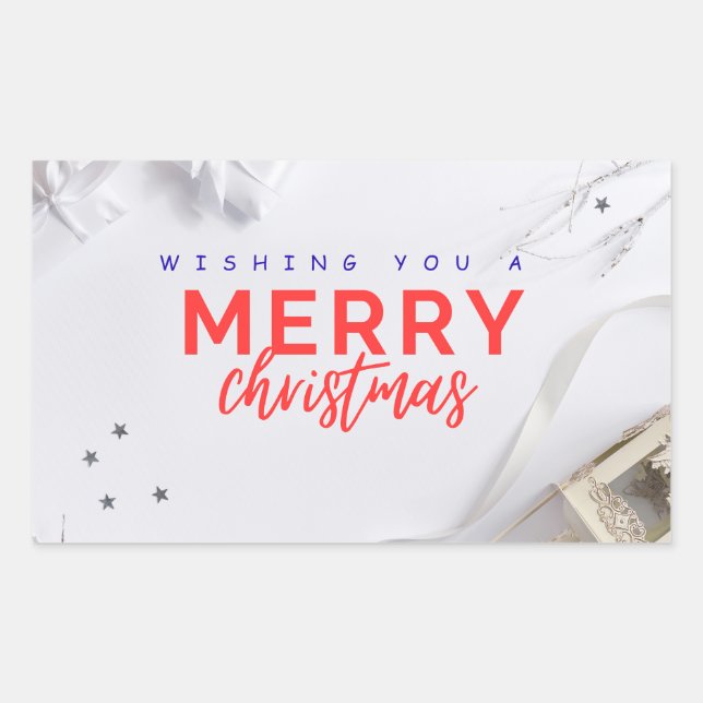 Elegant Merry Christmas Holiday Greeting Sticker (Vorderseite)
