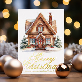 Elegant Merry Christmas House Custom Company Gold Folien Feiertagskarte