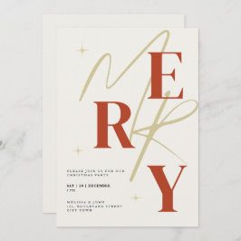 Elegant Merry Christmas Invitation Typography Einladung
