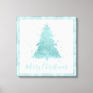 Elegant Merry Christmas   Luxe Aqua Mint Spritzer Leinwanddruck