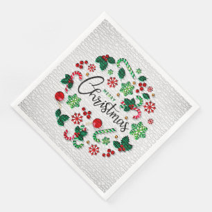 Elegant Merry Christmas Party Serviette