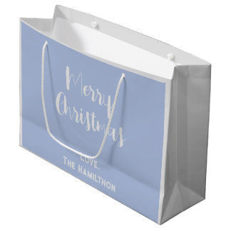 Elegant Merry Christmas Peach & Steel Blue Große Geschenktüte