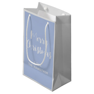 Elegant Merry Christmas Peach & Steel Blue Kleine Geschenktüte