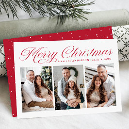 Elegant Merry Christmas Red Calligraphy 3 Foto Feiertagskarte