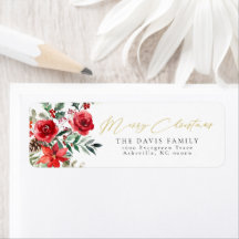 Elegant Merry Christmas Return Address Labels