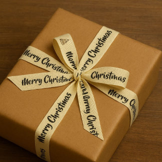 Elegant Merry Christmas Ribbon Roll with Christmas Ripsband