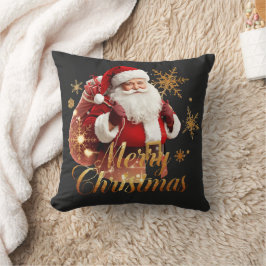 Elegant Merry Christmas Santa Claus Kissen