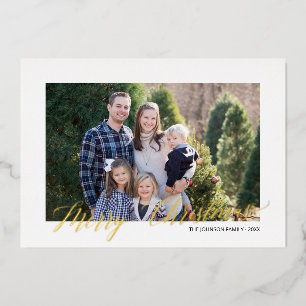 Elegant Merry Christmas Script Personalisiert Folien Feiertagskarte