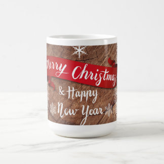Elegant Merry Christmas Script White Snowflakes Kaffeetasse