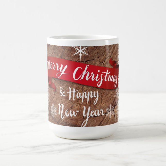 Elegant Merry Christmas Script White Snowflakes Kaffeetasse (Mittel)