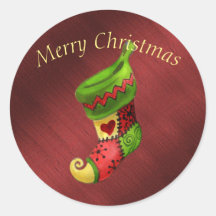 Elegant Merry Christmas Strumpf Sticker