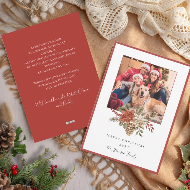 Elegant Merry Christmas Terracotta Foto Feiertagskarte (Von Creator hochgeladen)