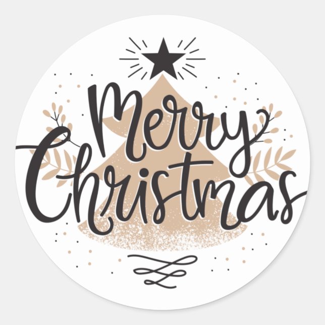 Elegant Merry Christmas Tree Script Sticker (Vorderseite)