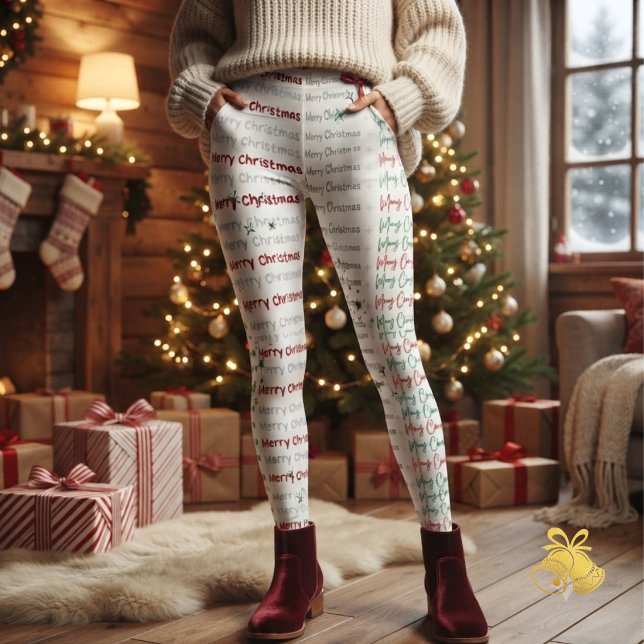 Elegant Merry Christmas Typography  Leggings (Von Creator hochgeladen)