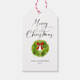 Elegant Merry Christmas Wreath Geschenkanhänger
