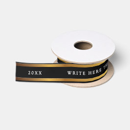 Elegant Metal Schwarz und Gold Schimmer Weiß Typo Satinband