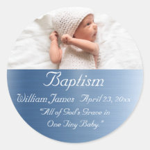 Elegant Metallic Blue Name Baby Boy Taufe