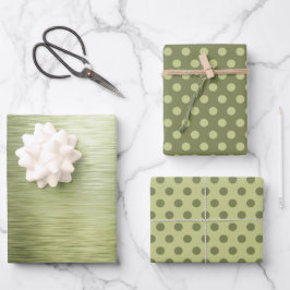 Elegant Metallic Green Foil Polka Dots Christmas Geschenkpapier Set