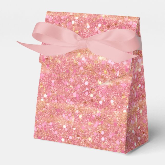 Elegant Metallic Pink & Gold Confetti Geschenkschachtel (Vorderseite)