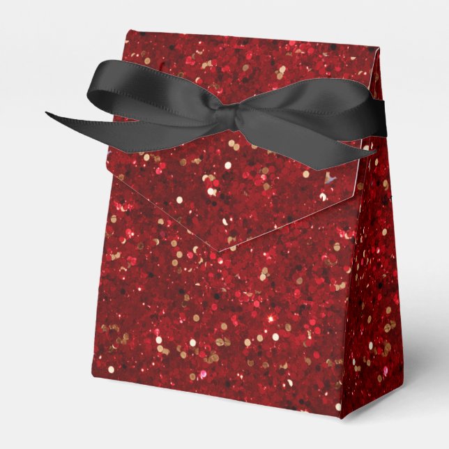 Elegant Metallic Red & Gold Confetti Geschenkschachtel (Vorderseite)