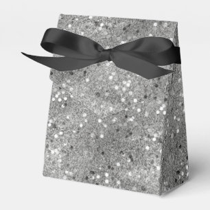 Elegant Metallic Silver Confetti Geschenkschachtel