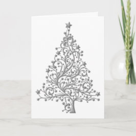 Elegant Metallic Silver Tree Weihnachten Karte